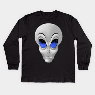 Alien Head Starry Eyes Kids Long Sleeve T-Shirt